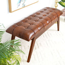 MAY 47" TAN GENUINE LEATHER BENCH