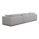 Three-quarters rear view of an off-white modular sofa on a white background.