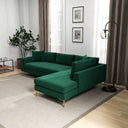 MARY 112" GREEN VELVET RIGHT-FACING SECTIONAL SOFA