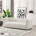 APRIL 86" MCM TUFTED BEIGE BOUCLE SOFA