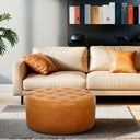 SENA TAN GENUINE LEATHER OTTOMAN