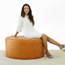SENA TAN GENUINE LEATHER OTTOMAN