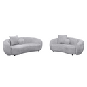Grey sofa and loveseat set on a white background.