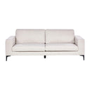 Front view of a light Beige 3-seater sofa with black metal legs in a white background