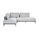 Front view of a right gray sectional sofa on a white background.