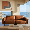 VANESSA 89" TAN GENUINE TOP-GRAIN LEATHER SOFA
