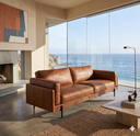 VANESSA 89" TAN GENUINE TOP-GRAIN LEATHER SOFA