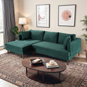 BAYLEY 107" DARK GREEN VELVET LEFT-FACING SECTIONAL SOFA