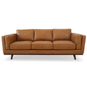 CHASE 90" MCM TAN GENUINE TOP GRAIN LEATHER SOFA