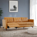 CORA 94" TAN LEATHER ELECTRIC RECLINING LEFT-FACING SOFA