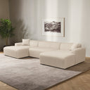 MELISSA 149" CREAM CORDUROY U-SHAPE SECTIONAL SOFA