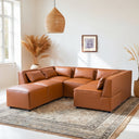 WANDA 93" COGNAC VEGAN LEATHER MODULAR SOFA