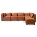 WANDA 93" COGNAC VEGAN LEATHER MODULAR SOFA