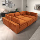 HERA 112" BURNT ORANGE VELVET MODULAR SECTIONAL SOFA