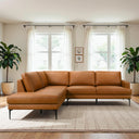 BETSY 108" COGNAC VEGAN-ECO LEATHER LEFT-FACING SECTIONAL SOFA