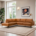 BETSY 108" COGNAC VEGAN-ECO LEATHER LEFT-FACING SECTIONAL SOFA