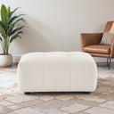 KENDALL IVORY CHIC-TUFTED BOUCLE OTTOMAN