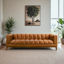 MIA 90" MCM COGNAC VEGAN-ECO LEATHER SOFA