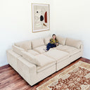 HERA 112" IVORY VELVET MODULAR SECTIONAL SOFA