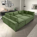 HERA 112" OLIVE GREEN VELVET MODULAR SECTIONAL SOFA