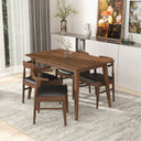 LEVI MODERN STYLE SOLID WOOD RECTANGULAR WALNUT TOP DINING TABLE 47"