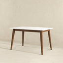 LEVI MODERN STYLE SOLID WOOD RECTANGULAR WHITE TOP DINING TABLE 47"