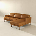 LARA 106" L-SHAPED GENUINE TAN LEATHER RIGHT-FACING SECTIONAL SOFA