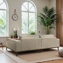 KATIA 98" BEIGE LEATHER RIGHT-FACING SECTIONAL SOFA
