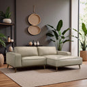 KATIA 98" BEIGE LEATHER RIGHT-FACING SECTIONAL SOFA