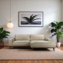 KATIA 98" BEIGE LEATHER RIGHT-FACING SECTIONAL SOFA