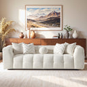 AGNES 90" TUFTED IVORY CHENILLE SOFA