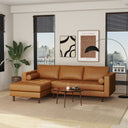 ANITA 102" TAN GENUINE TOP-GRAIN LEATHER LEFT-FACING SECTIONAL SOFA