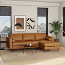 ANITA 102" TAN GENUINE TOP-GRAIN LEATHER RIGHT-FACING SECTIONAL SOFA