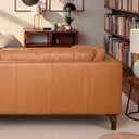 BRYNN 93" MCM TAN GENUINE TOP GRAIN LEATHER SOFA