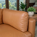 BRYNN 93" MCM TAN GENUINE TOP GRAIN LEATHER SOFA