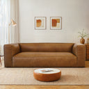 CHLOE 92" MODERN TAN GENUINE LEATHER SOFA