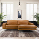 EVELINA 99" COGNAC VEGAN-ECO LEATHER SECTIONAL SOFA