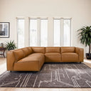 FIORELLA 103" COGNAC VEGAN-ECO LEATHER CORNER SOFA