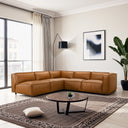 FIORELLA 103" COGNAC VEGAN-ECO LEATHER CORNER SOFA