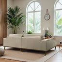 KATIA 98" BEIGE LEATHER LEFT-FACING SECTIONAL SOFA