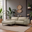KATIA 98" BEIGE LEATHER LEFT-FACING SECTIONAL SOFA