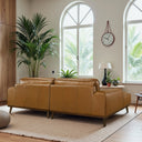 KATIA 98" TAN LEATHER LEFT-FACING SECTIONAL SOFA