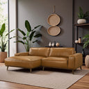 KATIA 98" TAN LEATHER LEFT-FACING SECTIONAL SOFA