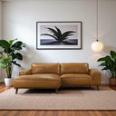 KATIA 98" TAN LEATHER LEFT-FACING SECTIONAL SOFA