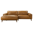 KATIA 98" TAN LEATHER LEFT-FACING SECTIONAL SOFA