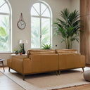 KATIA 98" TAN LEATHER RIGHT-FACING SECTIONAL SOFA
