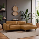 KATIA 98" TAN LEATHER RIGHT-FACING SECTIONAL SOFA