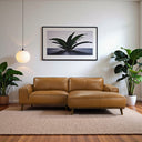 KATIA 98" TAN LEATHER RIGHT-FACING SECTIONAL SOFA