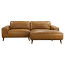 KATIA 98" TAN LEATHER RIGHT-FACING SECTIONAL SOFA