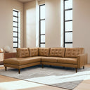 LENA 102" GENUINE TAN LEATHER LEFT-FACING SECTIONAL SOFA